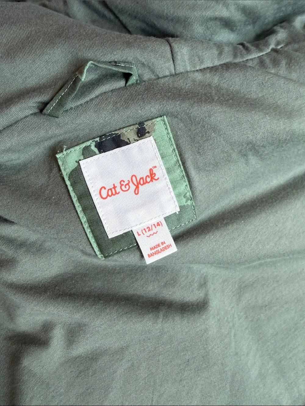 Cat & Jack Green Camo Hooded Raincoat